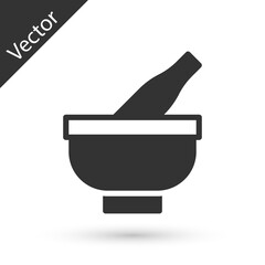 Grey Mortar and pestle icon isolated on white background. Vector