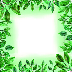 Greenery frame watercolor for decorations of spring summer theme inverse background