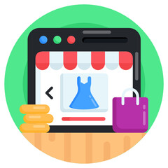 
An icon of buy online, shopping app flat vector 

