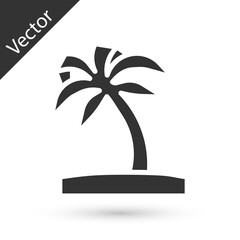 Grey Tropical palm tree icon isolated on white background. Coconut palm tree. Vector