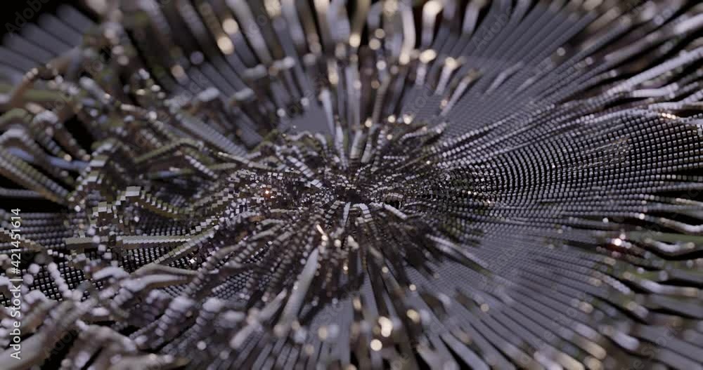Poster abstract metallic pattern of lines in circular form. industrial and reflective ring animation. abstr