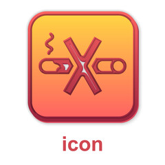 Obraz premium Gold No Smoking icon isolated on white background. Cigarette symbol. Vector