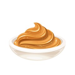 Glass bowl of peanut butter vector icon in cartoon style.