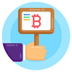 Icon of bitcoin board in modern flat design 
