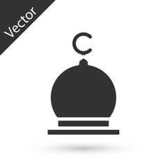 Grey Muslim Mosque icon isolated on white background. Vector