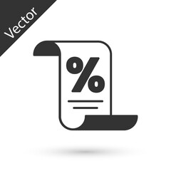 Grey Finance document icon isolated on white background. Paper bank document for invoice or bill concept. Vector