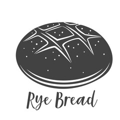 Rye round bread glyph icon for bakery shop or food design, cut monochrome badge. Vector illustration.