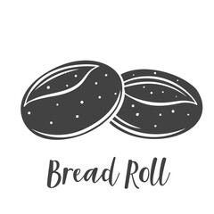 Bread rolls glyph icon for bakery shop or food design, cut monochrome badge.Vector illustration.