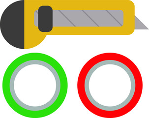 Fototapeta premium Construction accessories. Things for construction and renovation. Paper cutter.