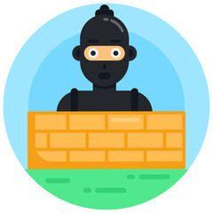 
A hacker avatar flat rounded icon design 

