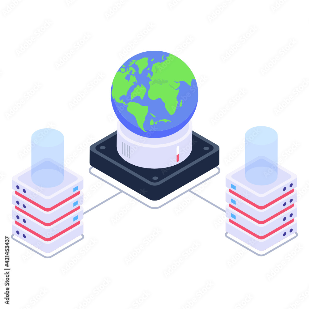 Poster isometric editable design icon of global server network