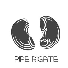 Pipe rigate pasta glyph icon. Italian cuisine cut monochrome badge.. Retro style vector illustration.