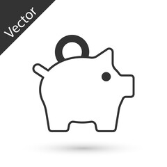 Grey Piggy bank icon isolated on white background. Icon saving or accumulation of money, investment. Vector