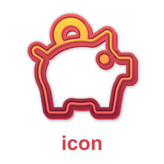 Gold Piggy bank icon isolated on white background. Icon saving or accumulation of money, investment. Vector