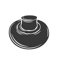 Glyph champignon mushroom glyph icon, cut monochrome badge. Vector illustration of champignon for retro vintage style menu design, flyer, wrapping.