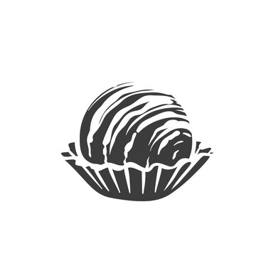 Chocolate candie monochrome glyph icon. Vector illustration of chocolate in retro style.