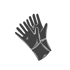 Garden rubber glovesglyph icon, vector cut monochrome badge for gardening design