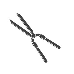 Pruning shears, garden secateurs or hand pruners glyph icon, vector cut monochrome badge. Garden tools illustration.