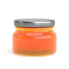 orange marmalade or maple syrup or jam in jar isolated mockup - 3d render