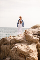 woman walking on the beach spain