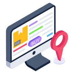 
Online cargo bill isometric trendy icon 

