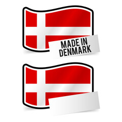 Made in denmark flag and white empty paper.