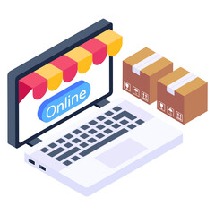 
Online cargo bill isometric trendy icon 

