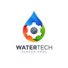 creative water tech logo, plumbing logo design vector illustration