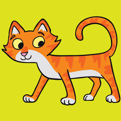 orange cat with stripes walks lightly