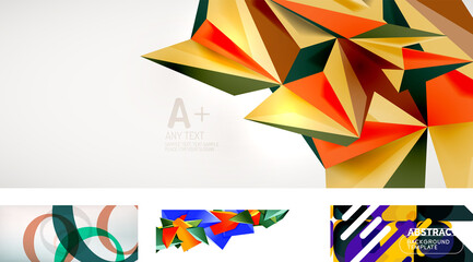 Set of trendy futuristic geometric abstract backgrounds