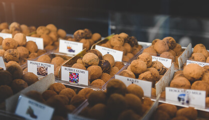 Chocolate mix style present at the snack shop.