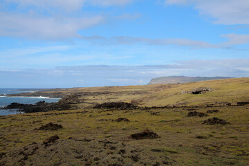 Coastal landscape at Ahu Akahanga on Easter Island