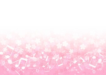 桜と音符の背景イラスト no.01