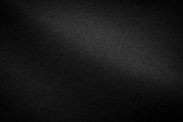 Black Canvas Polyester texture synthetical for background. Black fabric textile backdrop for interior art design or add text message.