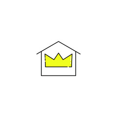 Cute Illustration of crown in home. crown house. king. queen. royal family. modern simple vector icon, flat graphic symbol in trendy flat design style.