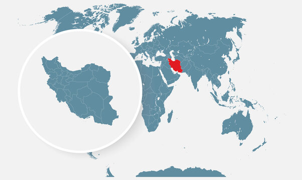 Vector template country Iran on world map