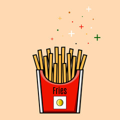 French Fries In Carton. Unhealthy food. Street Food. Takeout Food. Take the Potato With You.
