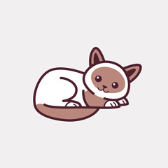 Fat fluffy cat. Cute cat character. Vector illustration in cartoon style for poster, postcard.