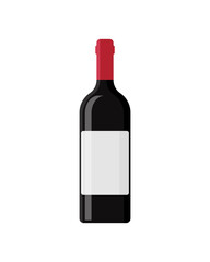 Bottle of wine isolated on white background. Vector illustration