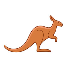 Cartoon kangaroo, cute character for children. Vector illustration in cartoon style for abc book, poster, postcard. Animal alphabet - letter K.