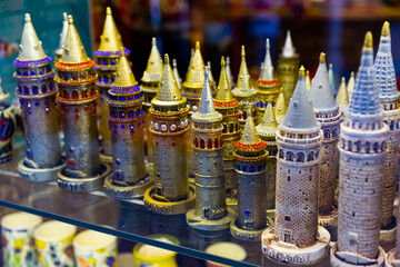 Traditional Turkish ceramic souvenirs at the Istanbul market. Turkey