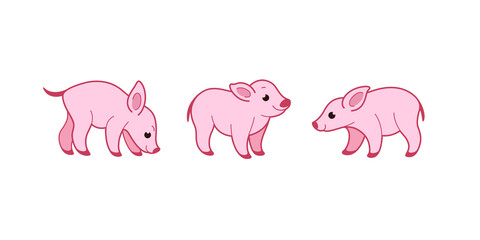 Cartoon pig sketch line icon. Сute animals icons set. Childish print for nursery, kids apparel, poster, postcard, pattern.