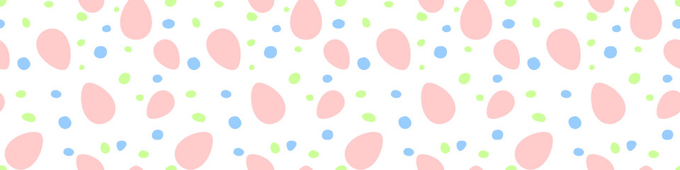 Seamless easter pattern with ornamental eggs and dots. Vector pastel multicolor holiday decorations, backgrounds and textures. For fabric, textile, wrapping paper, packaging, web