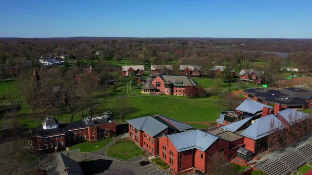 Aerial Dolly Shot of the Bunn Library at the Lawrenceville School