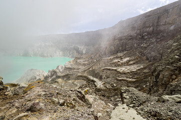Ijen volcano in East Java, Indonesia