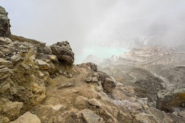 Ijen volcano in East Java, Indonesia