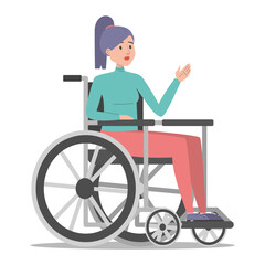 Disabled woman in the wheelchair vector isolated. Handicapped person, young girl. Problem with health. Female person with disability.