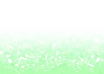 草花と音符の背景イラスト no.04