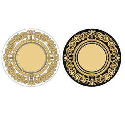 symbolic representation of sun and moon for tatoo and modern circular blue and gold decoration