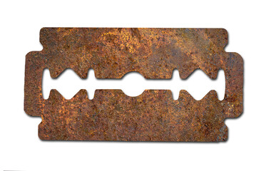 Corrosive rust on the razor blade isolated on white background. Use an illustration for presentation.	
